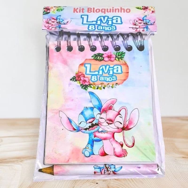 Kit Bloquinho Personalizado Stitch  Lembrancinha Infantil Aniversário Brindes