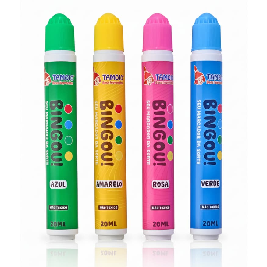 Marcador de Bingo Kit 4 Cores 20ml Caneta Carimbo Colorida