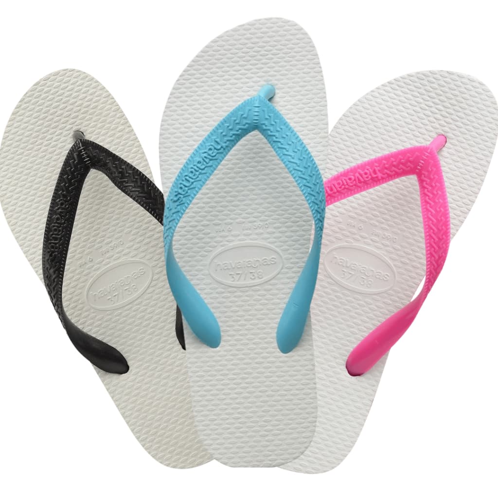 Chinelo Tradicional  Unisex  Preto Azul Rosa