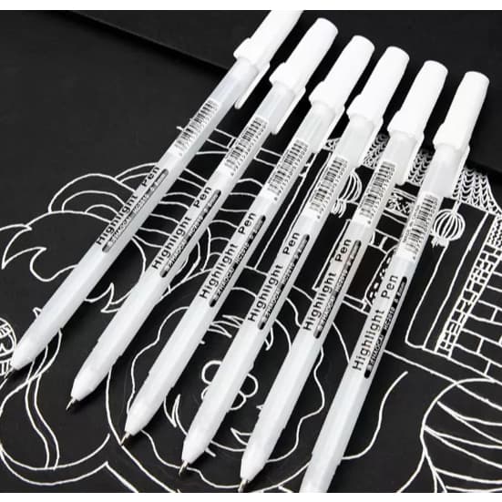 Canetas De Destaque Brancas De 12 Pacotes-Marcadores De Arte De 0.6 Mm Para Desenho Criativo , Escola E Design