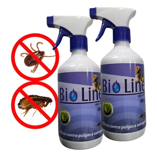 Bioline Plus 200ml 2 Unidades Remedio Contra Pulgas e Carrapatos Cachorro e Gatos Bioline Spray