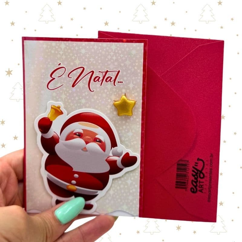 Cartão de Natal Pequeno com Envelope | Mensagens Natalinas | 15X11