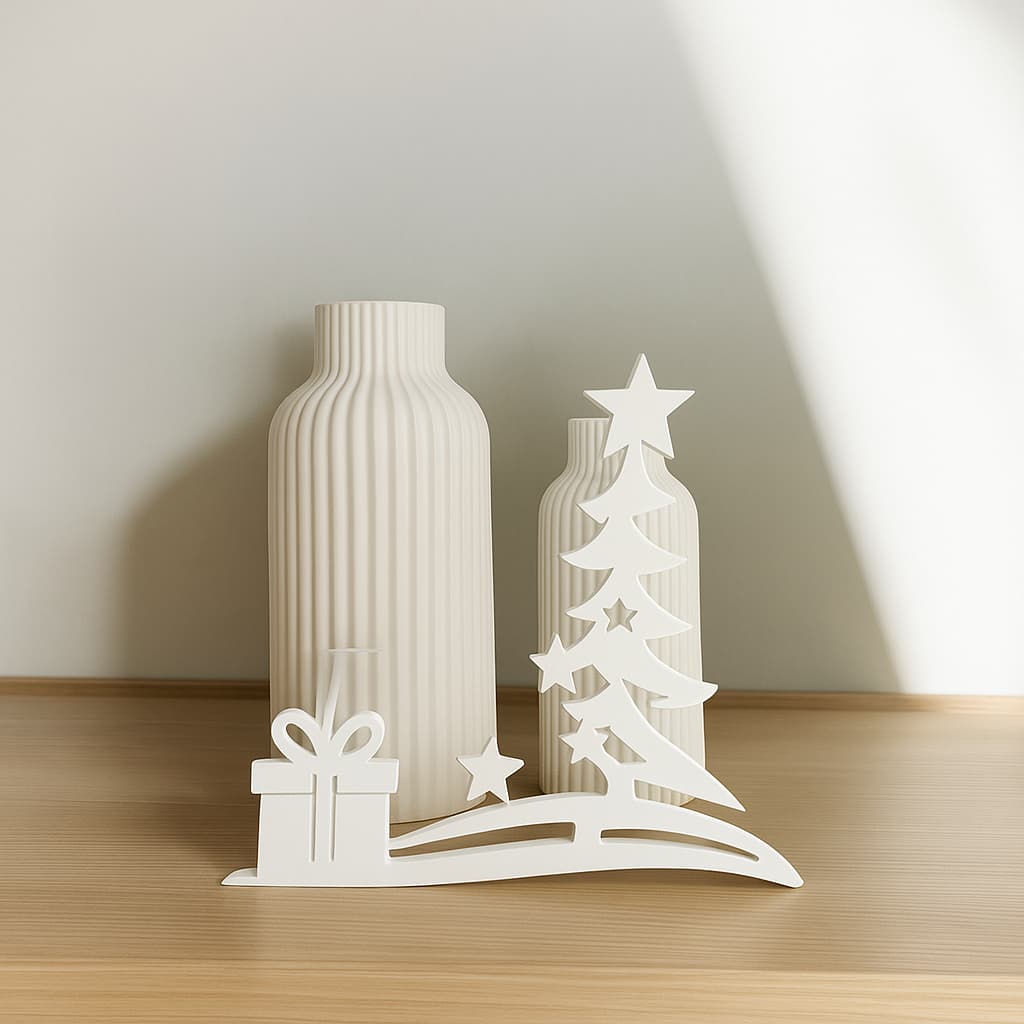 Kit Decorativo  de Natal – 2 Vasos Cachepot Moderno + Árvore de Natal