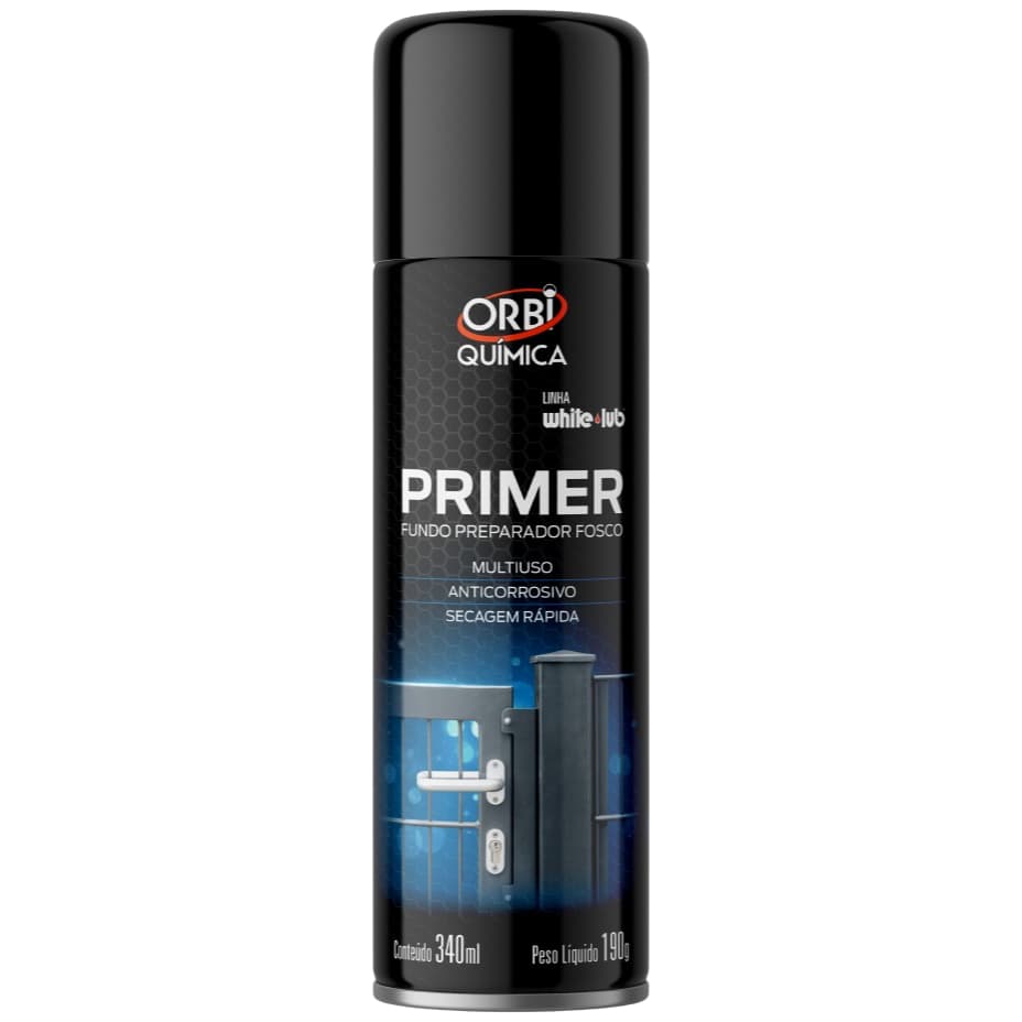Tinta Primer Anti-ferrugem Spray Cinza Orbi 340ml Fundo Preparador Fosco Anticorrosivo