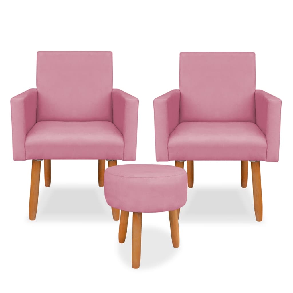 Envio Imediato - 2 Poltrona Nina e 1 Puff Redondo Para Salão de Beleza