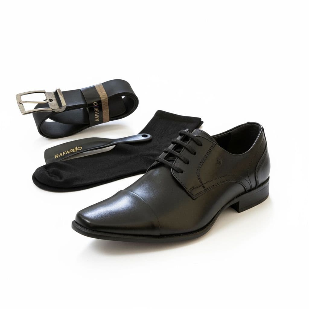 Sapato Masculino Social De Couro Rafarillo Kit Exclusivo Cinto + Meia