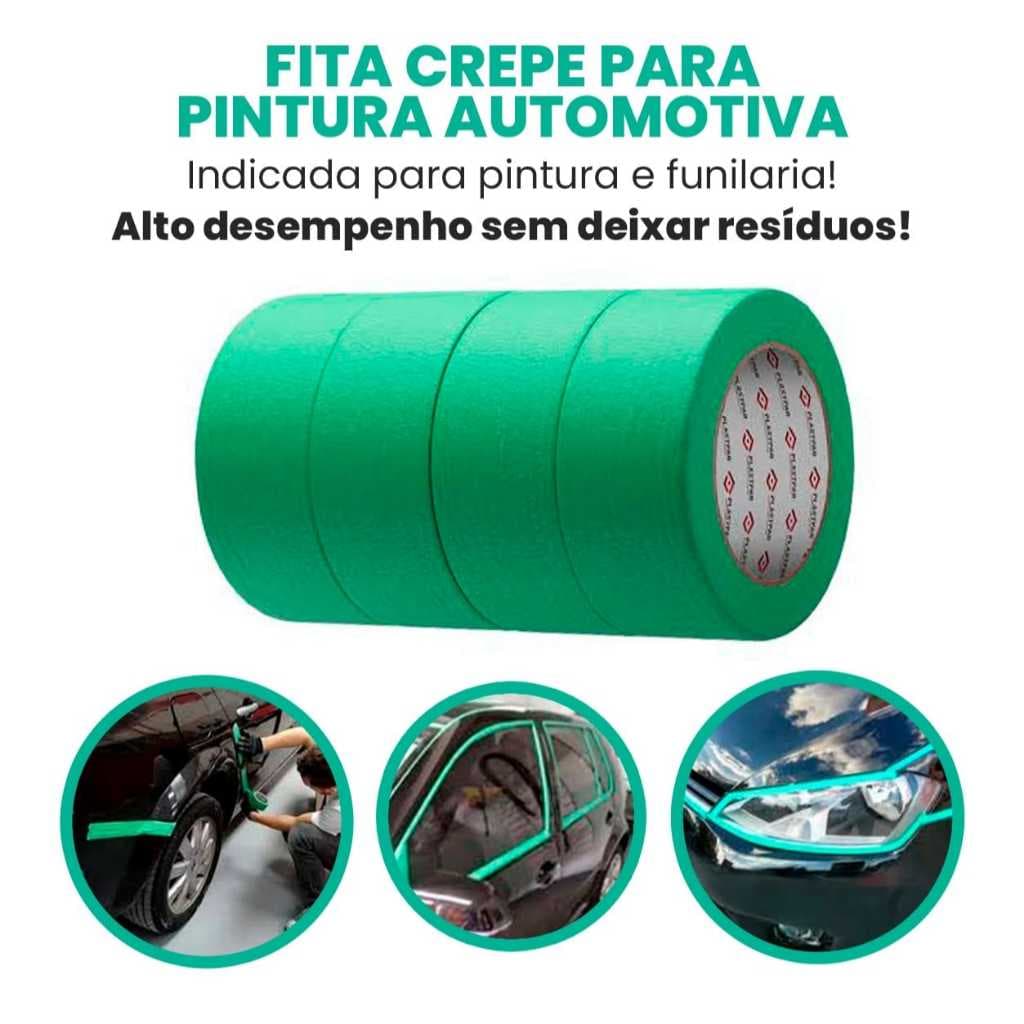 Kit Fita Crepe Adesiva Automotiva Verde Larga 45mm x 40m Verde - 10 Rolos