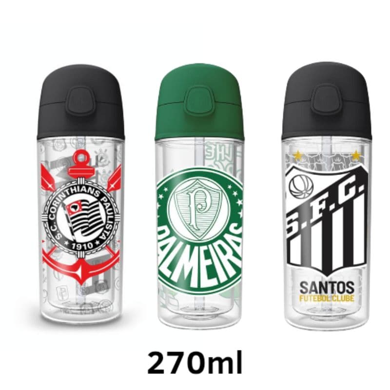 Garrafinha POP com canudo Times Campeões 270ml