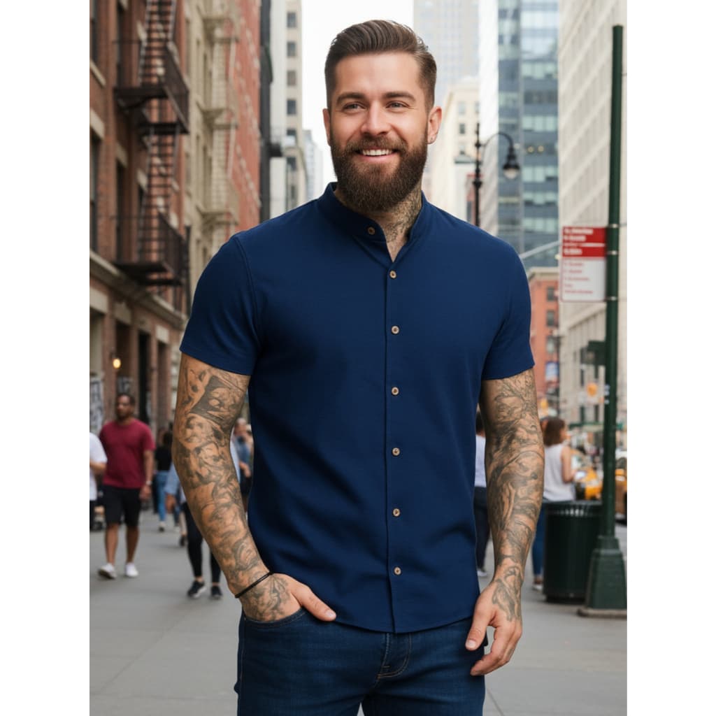 Camisa Masculina Manga Curta Gola Padre – Qualidade Premium | Conforto e Estilo para o Seu Dia a Dia
