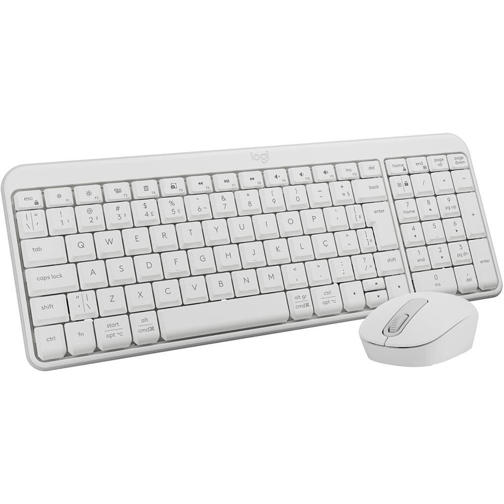 TECLADO E MOUSE LOGITECH MK250 SEM FIO COMPACTO CONEXÃO BLUETOOTH LAYOUT ABNT2 BRANCO