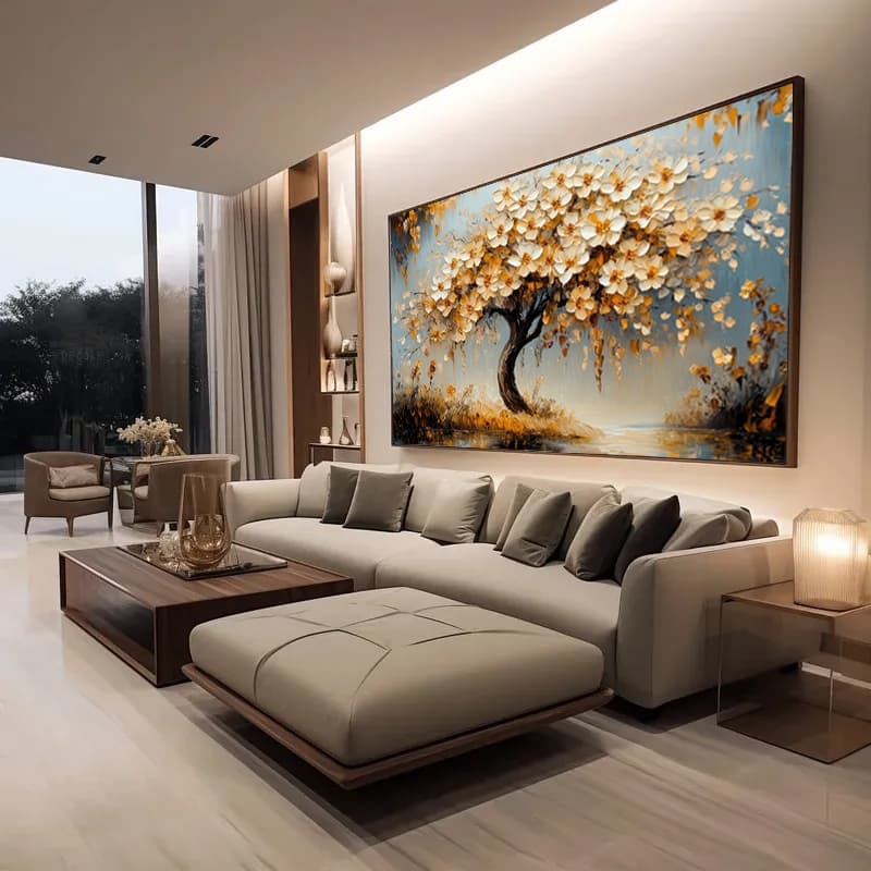 Quadro Decorativo Arvore da Vida Clean Minimalista Romantica Moldura e Vidro