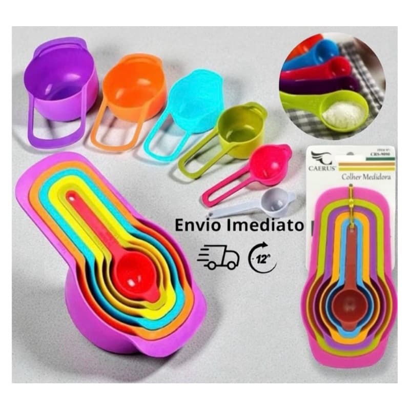 conjunto colorido de colheres medidoras da marca Caerus