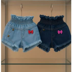 Shorts Jeans Infantil Laço - Diversos Tamanhos / Shorts para Crianças