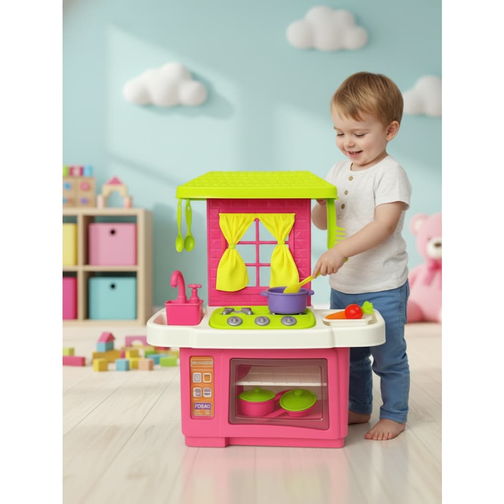 Cozinha Infantil Com Acessórios Mini Chef Fogão Pia Geladeira Brinquedo De Casinha Educativo