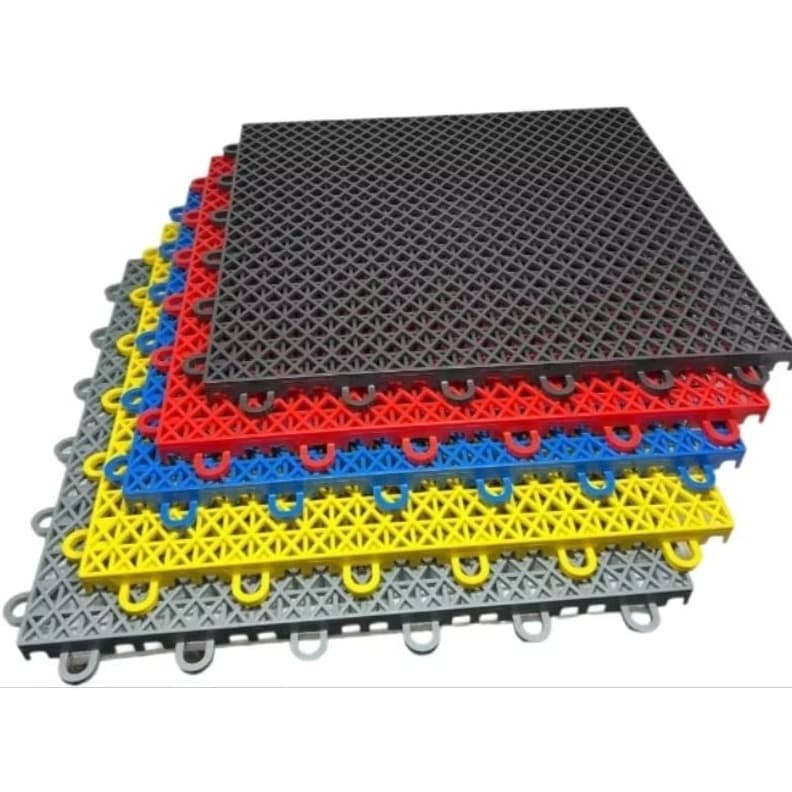Kit 10 Peças Piso Estrado Modular Automotivo 30 x 30cm Preto Fácil Montagem Garagem Casa Lava Jato