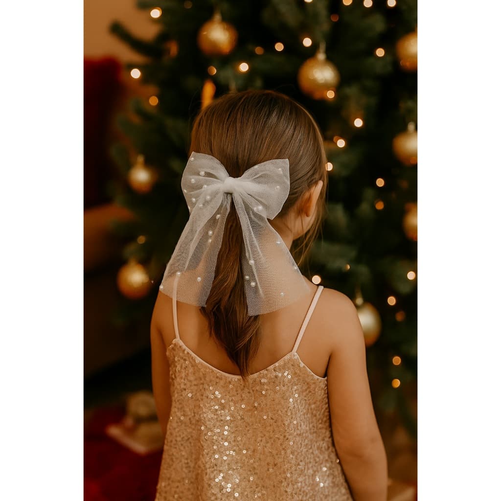 Laço De Cabelo Presilha Adulto Infantil Pérola Chique Cr19