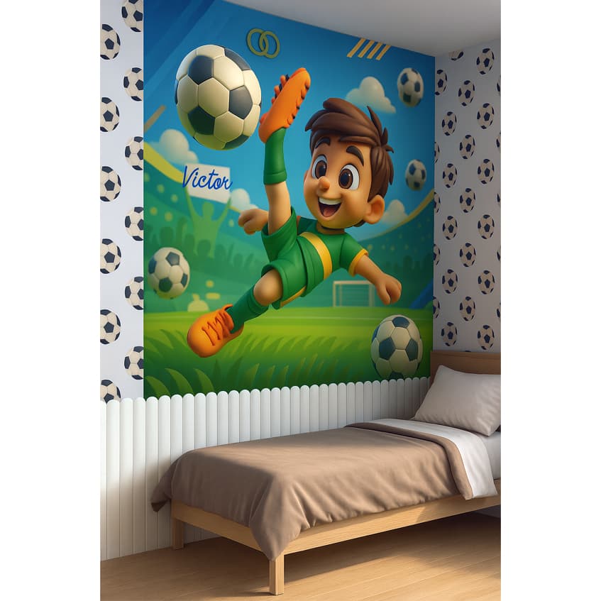 Papel de Parede Futebol 3D Adesivo Personalizado M² PAREDE TODA