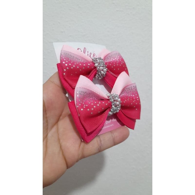 Par de laços rosa / laço rosa / laço infantil / laço de cabelo /acessórios infantil /Par de laços M