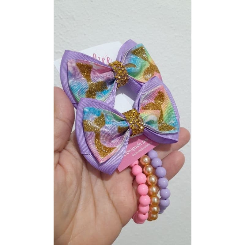 Laço sereismo / laço infantil  / laço lilás/ laço de cabelo/acessórios de cabelo/ presilha infantil/ kit infantil