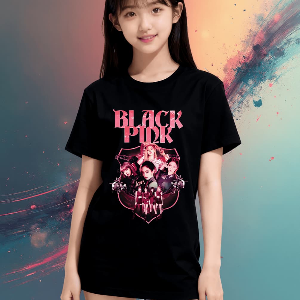 Camiseta Infantil  e Adulto Banda Blackpink Quarteto Coreano Kpop Kids 100% Algodão