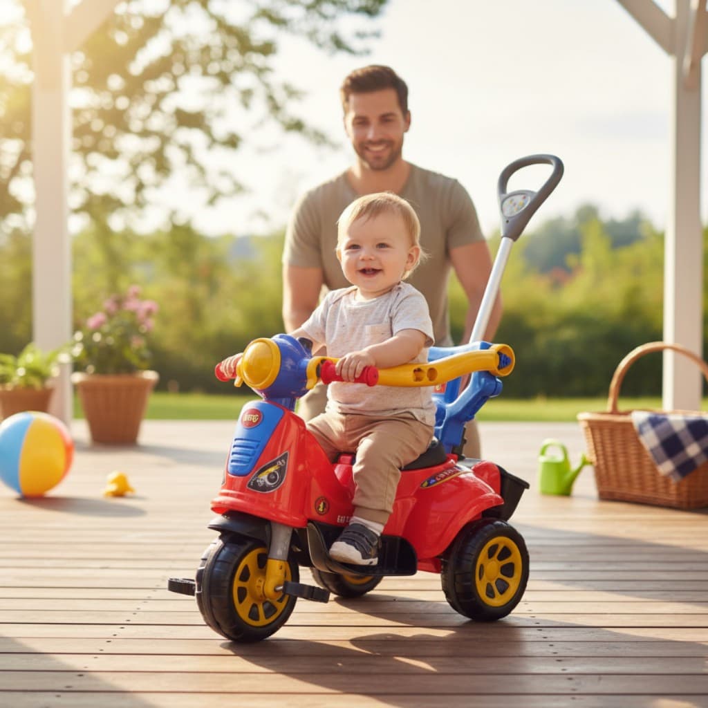 Triciclo Infantil Avespa Spider Maral com Guia e Suporte para Bolsa Motoca Passeio Presente Criança