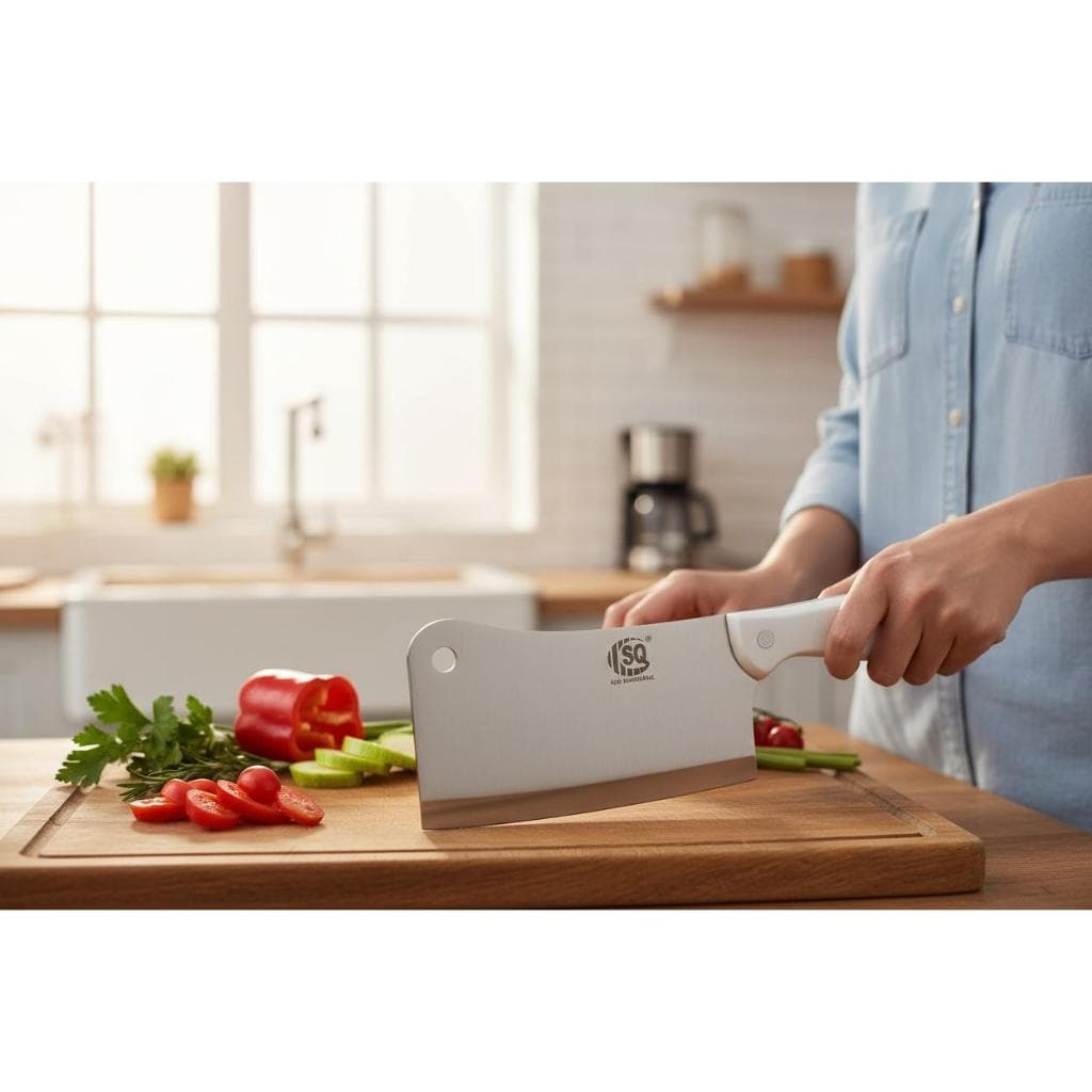 CUTELO PROFISSIONAL " 7 INOX CORTE AFIADO MACHADINHA CORTA OSSO COM FURO COZINHA AÇOUGUE LINHA GARBO