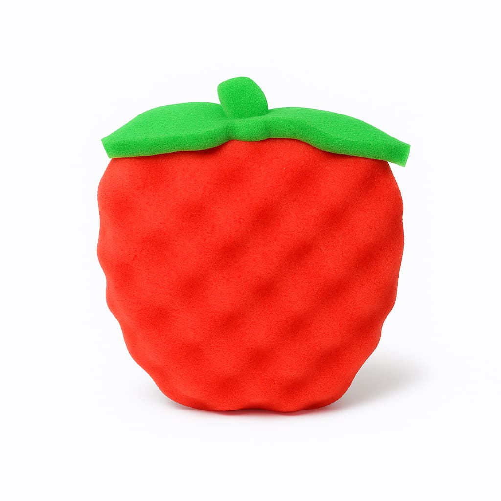 Esponja Corporal Macia Formato Fruta Morango Vermelha Toque Delicado Higienização Esfoliante