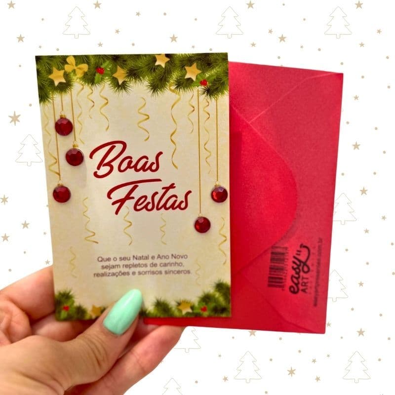 Cartão de Natal Pequeno com Envelope | Mensagens Natalinas | 15X11