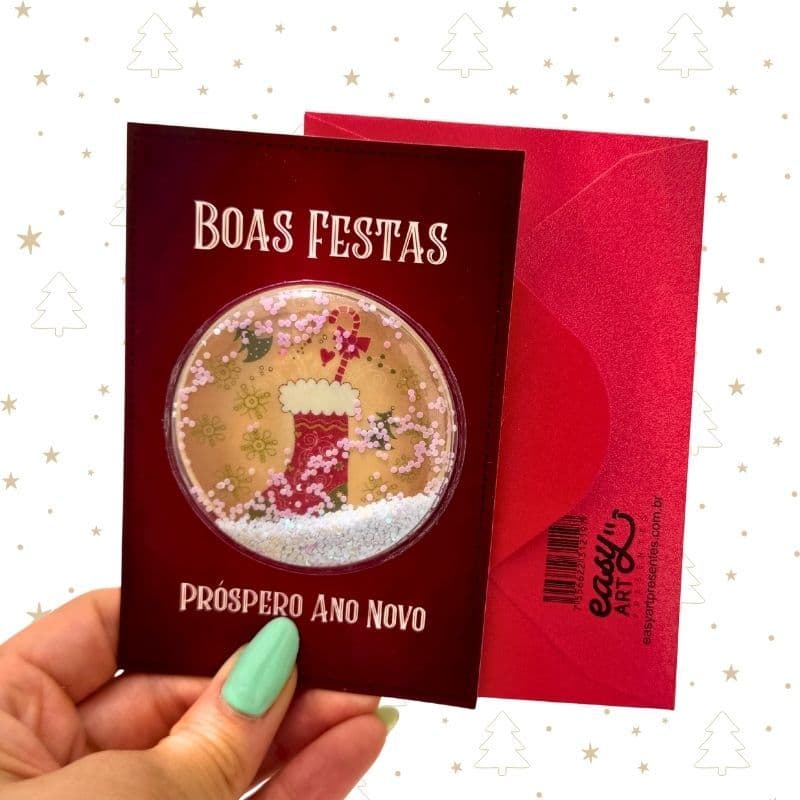 Cartão de Natal Pequeno com Envelope | Mensagens Natalinas | 15X11