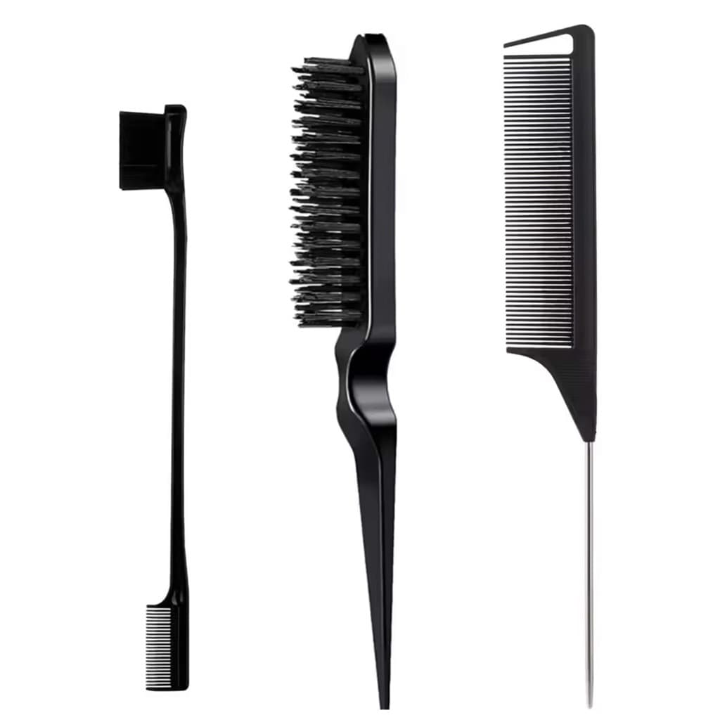 Kit de Pente para Cabelo Modelador com 03 Unidades de Escova - Conjunto Baby Hair