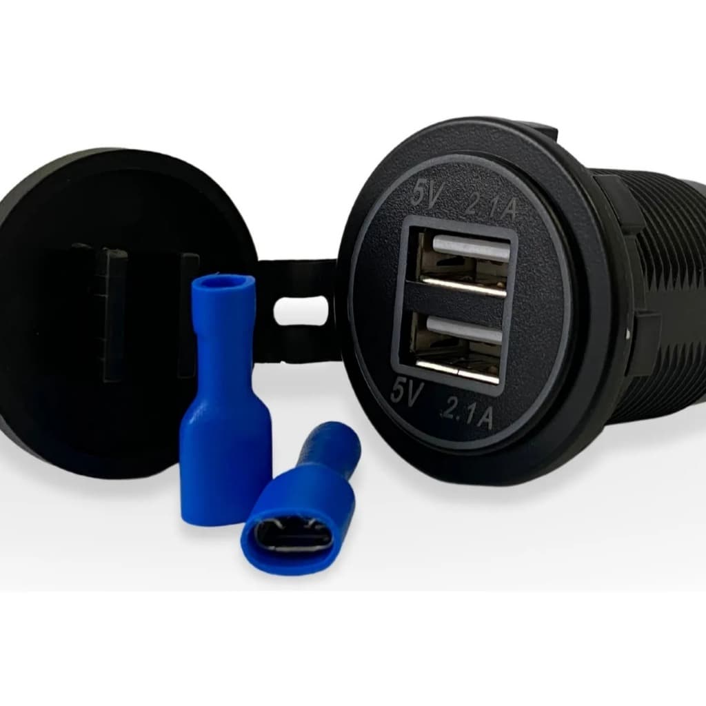 Tomada Carregador Usb Carro Moto Caminhão 2 Saidas 2.1a 5v COR AZUL