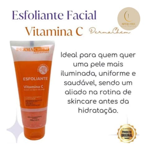 Esfoliante Facial Vitamina C DermaChem 100g | Clareador + Limpeza Profunda | Skincare Original