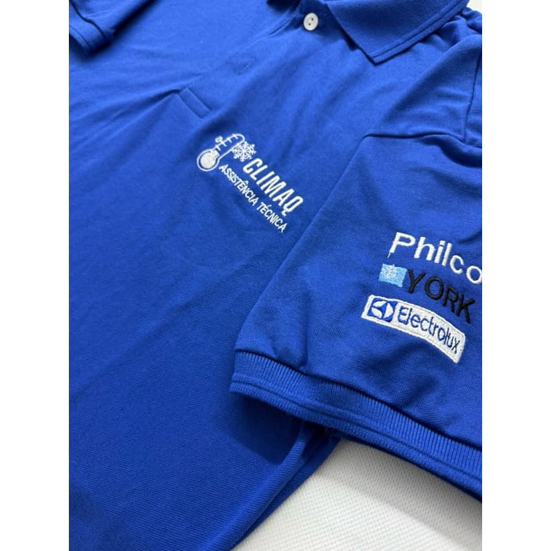 Camiseta camisa gola polo BORDADO  logo peito + logo na manga + bordado costas (rede soc + ctt)