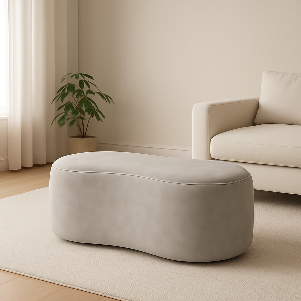 Pufe Puff Apoio Para Pes Oval Puf Orgânico Feijão Veludo Estofado Moderno Quarto Sala Recepção Macio