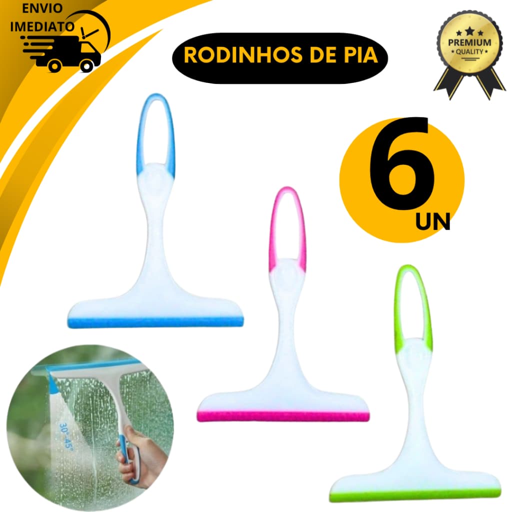 Conjunto 6 Rodinhos de Pia Silicone Rodo para Pia Cozinha Limpeza Multiuso Design Moderno 13cm