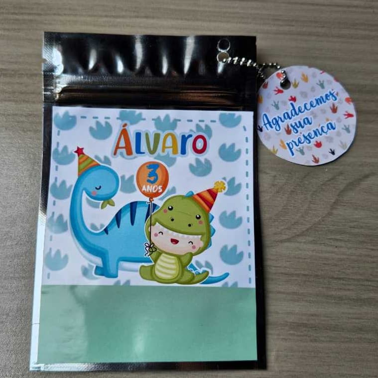 Saquinho Metalizado Dino Baby /Lembrancinha de Festa Dino Baby /Personalizados Dino Baby /Lembrancinha de aniversario