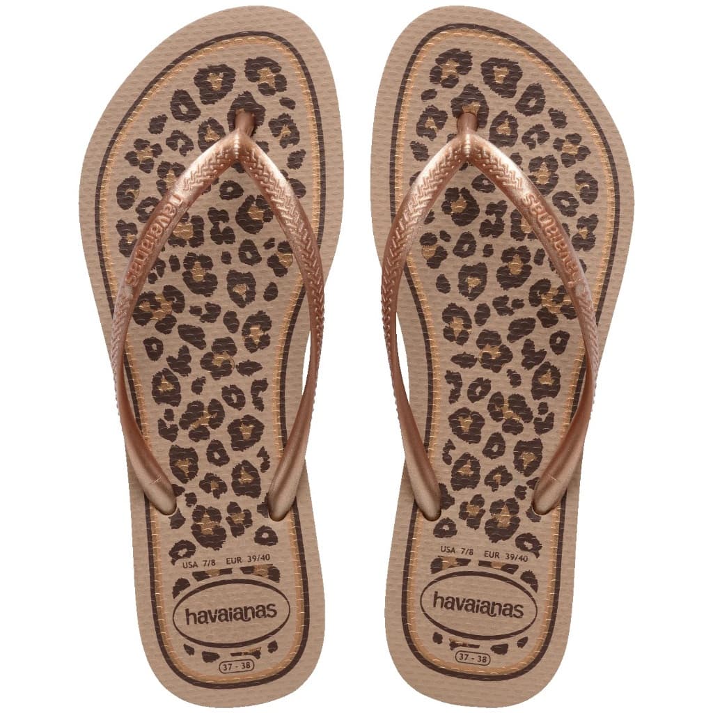Chinelo Sandália Havaianas Slim Animals Onça Bege Oncinha - Original