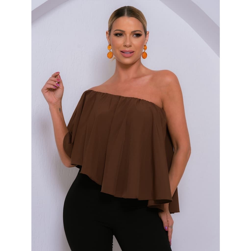 Blusa Gabriela Um Ombro So Gringa com top por baixo asimetrica Sofisticada