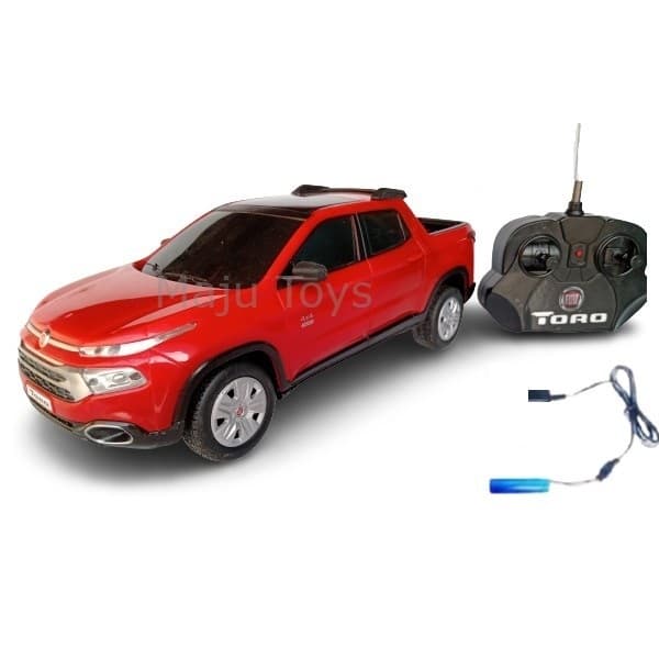 Carrinho De Controle Bateria Recarregável Fiat Toro Pick-up Cor Vermelho