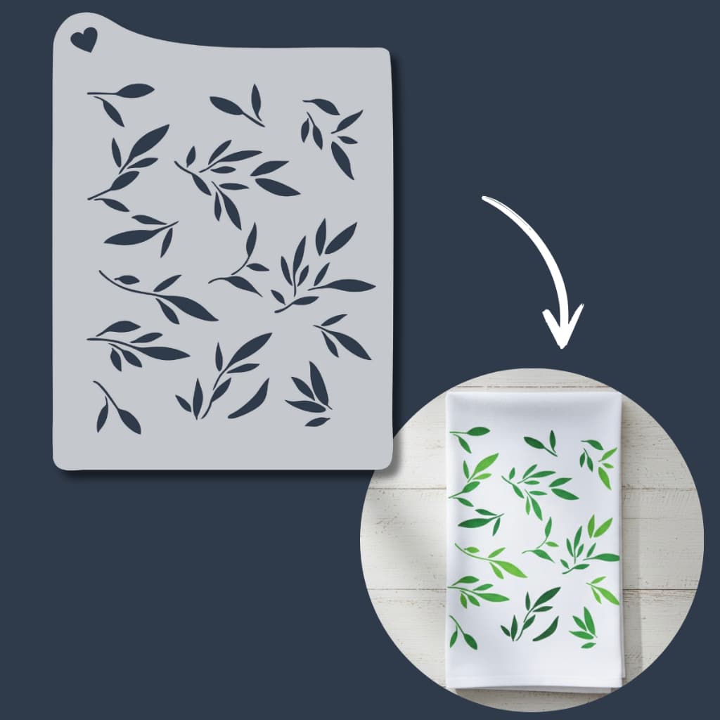 Stencil Folhinhas Molde Pintura Folhas Floral para Pano de Prato, Tecido, Madeira, Decoração Mdf
