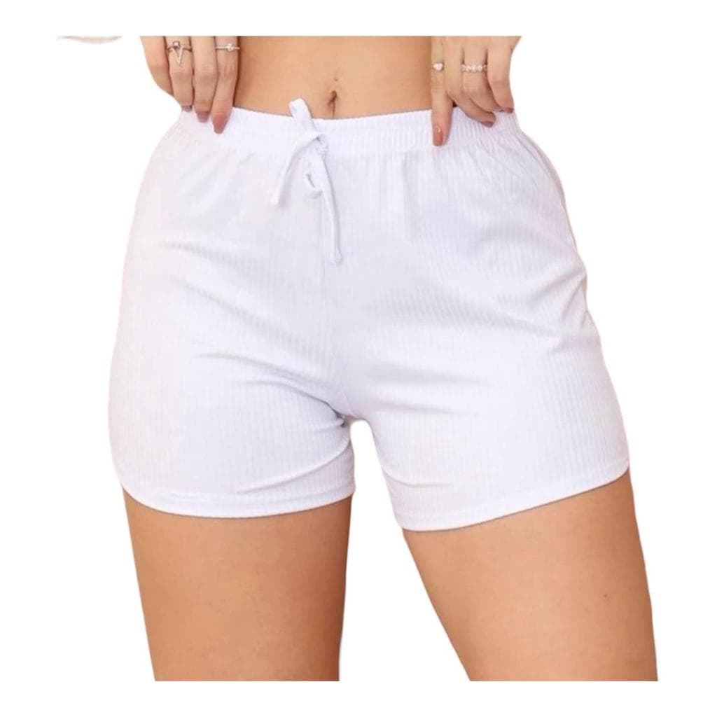 Shortinho Feminino Malha Canelada Moda Praia Piscina 2025 / 2026