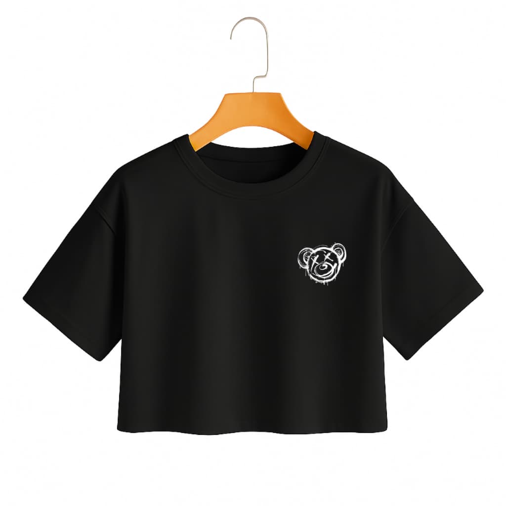 BLUSA CROPPED FEMININO URSO ESTILO DESCOLADO MODERNO ROUPA TENDENCIA