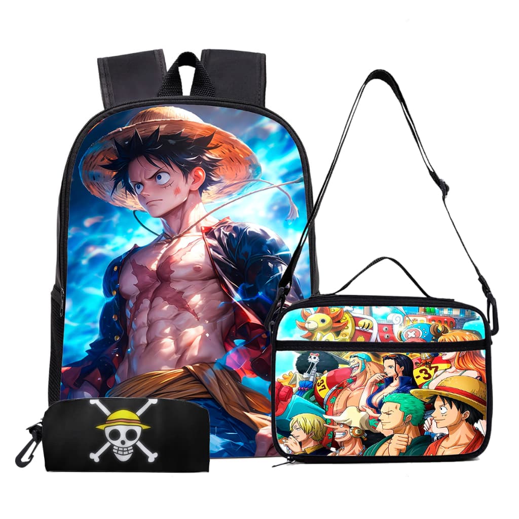 OFERTA! Kit Escolar  Luffy One Piece Gear 5 2026 | Mochila Lancheira Térmica Estojo Box PROMOÇÃO