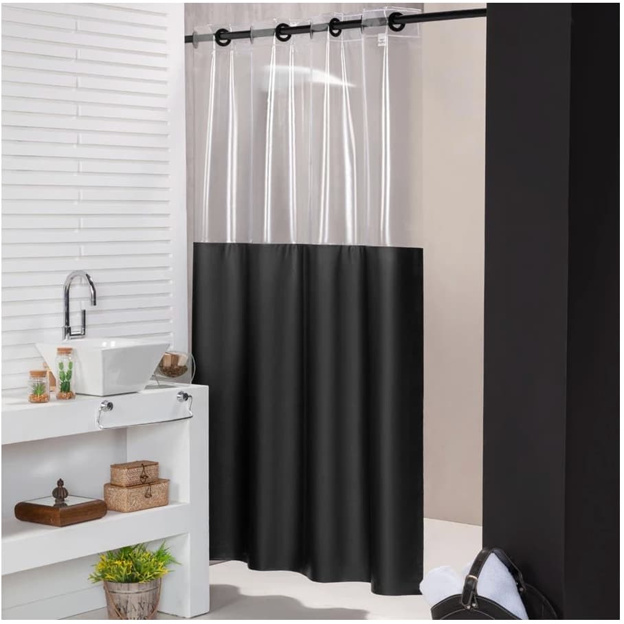 Cortina De banheiro Box - com Visor - Ilhos -  Anti Mofo Resistente Alta Qualidade 100% PVC