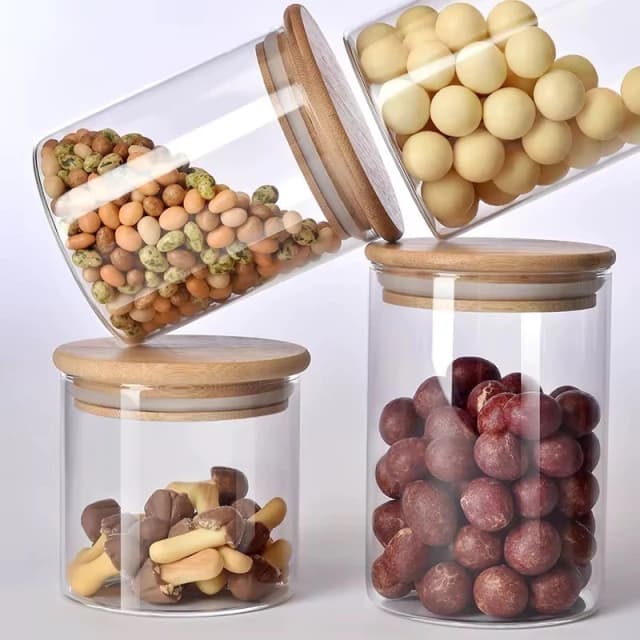 Pote Hermético Vidro Multiuso Tampa Bambu Conservação Alimentos Organizador Cozinha