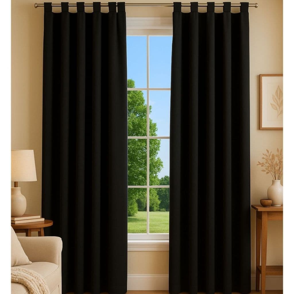 Cortina Blackout Preta 280x280cm Bloqueio Luz Isolamento Termico Com Alcas Para Varao
