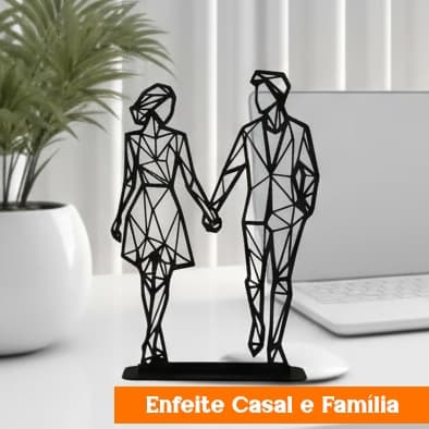 Enfeite Casal Geométrico 3D | Escultura Moderna em Impressão 3D PLA | Decoração Minimalista Família