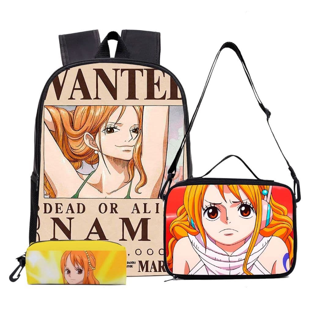 Kit Escolar Nami One Piece  - Mochila Lancheira Térmica Estojo Box - Anime Geek Premium