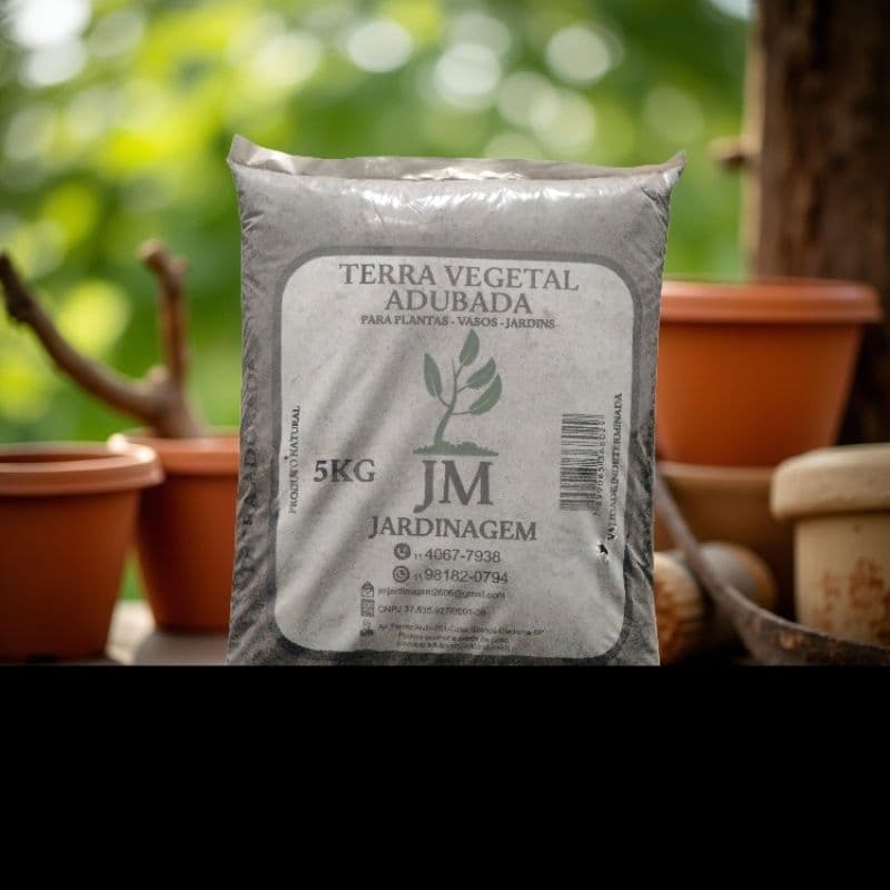 Terra Vegetal Adubada 5kg Para Plantas Jardins Jm