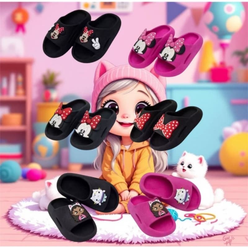Chinelo Nuvem Infantil Para Meninas Personagens Confortável